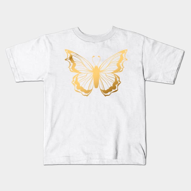 Gold Butterfly Kids T-Shirt by OKUR Creative